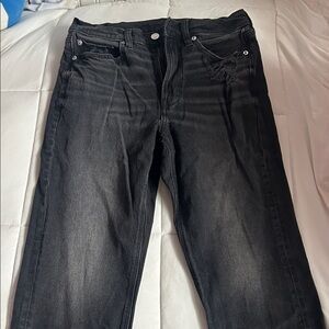 American Eagle Outfitters Super High Rise Ankle Straight Black Jeans